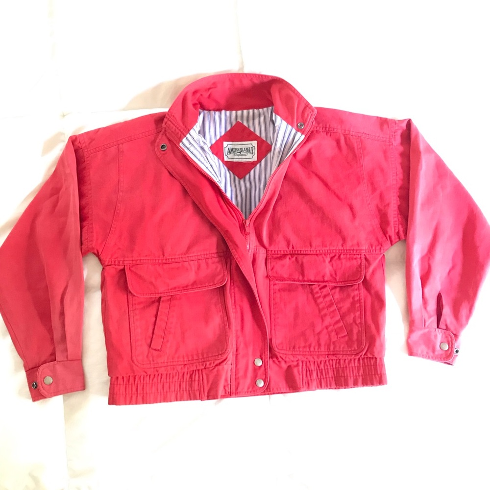 Medium Vintage Civid Red American Eagle Bomber Jacket Very Good Condition